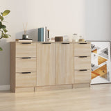 3 pcs Sideboards Sonoma Oak Engineered Wood