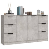 Sideboards 3 Stück aus grauem Beton-Holzwerkstoff