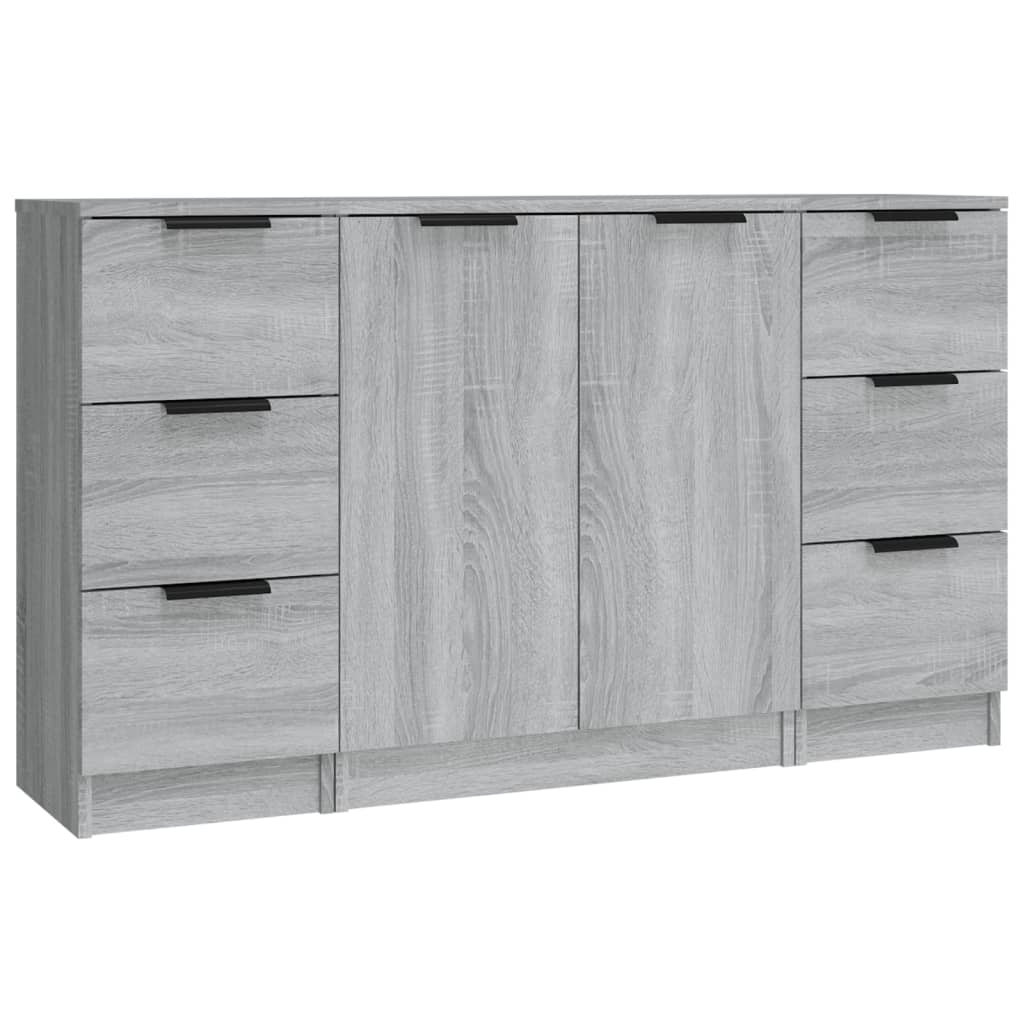 Sideboards 3 Stk. Sonomagrau Holzwerkstoff