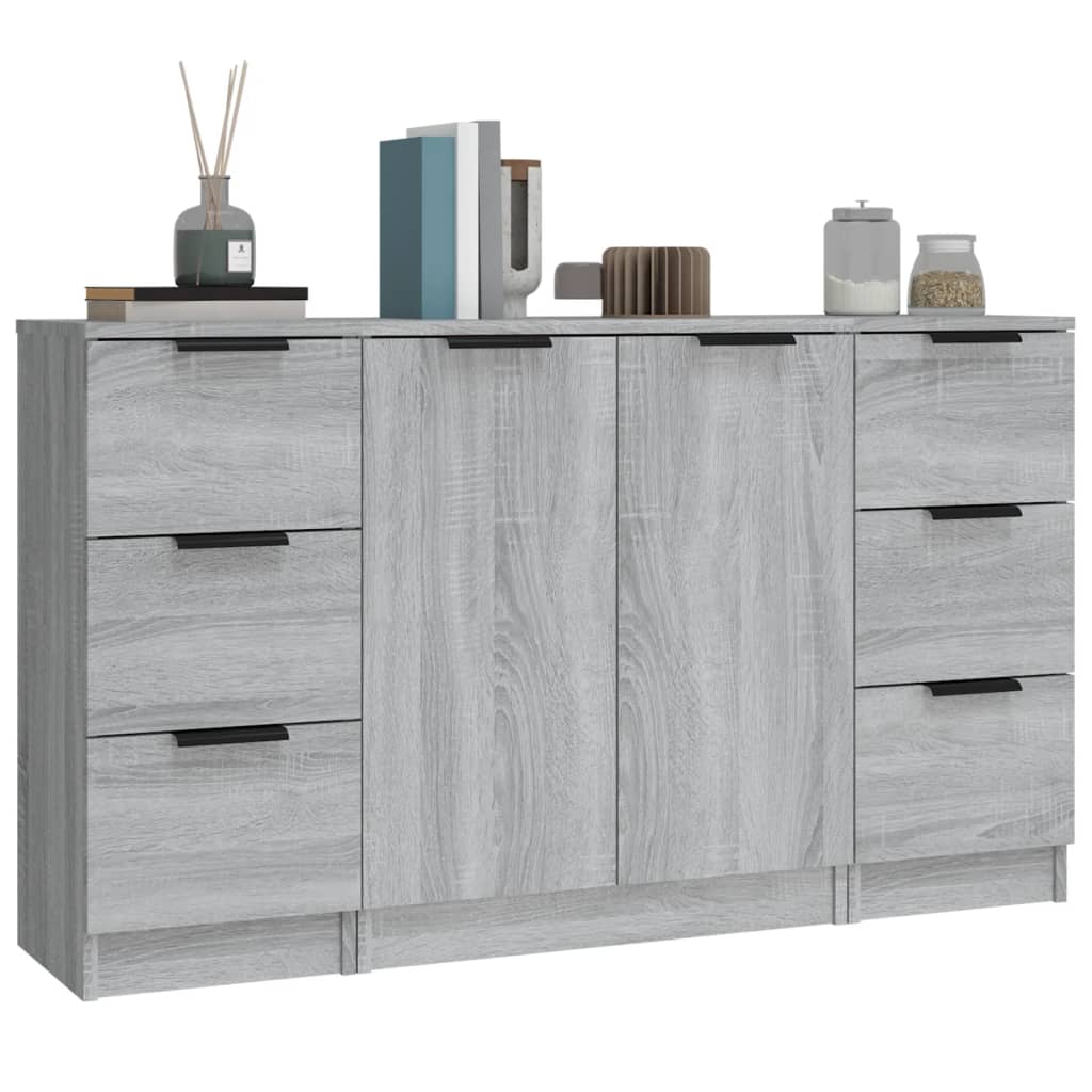 Sideboards 3 Stk. Sonomagrau Holzwerkstoff