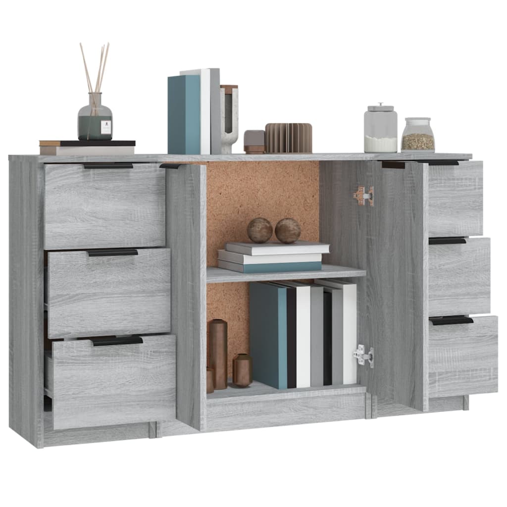 Sideboards 3 Stk. Sonomagrau Holzwerkstoff