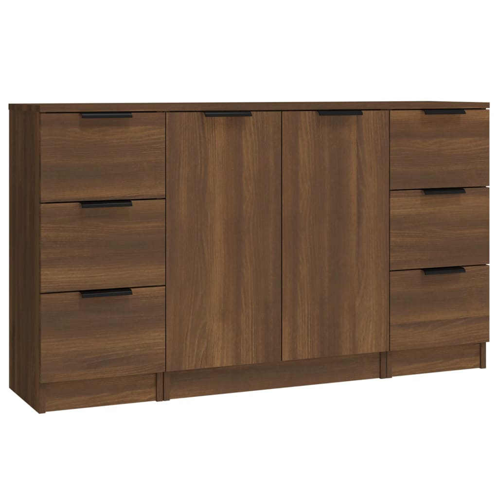 Buffets 3 pcs Chêne marron Bois d'ingénierie