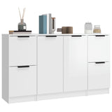 Buffets 3 pcs blanc brillant bois d'ingénierie