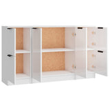 Buffets 3 pcs blanc brillant bois d'ingénierie