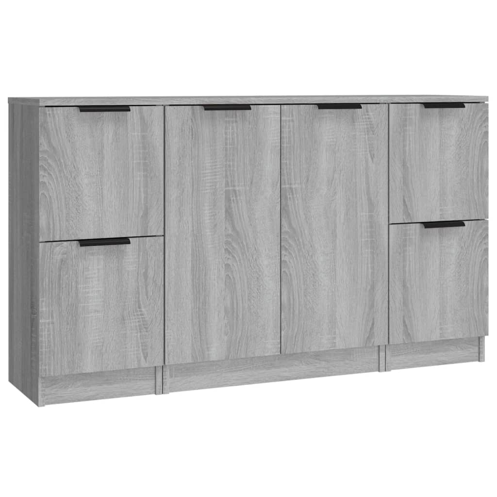 Buffets 3 pcs Sonoma gris Bois d'ingénierie