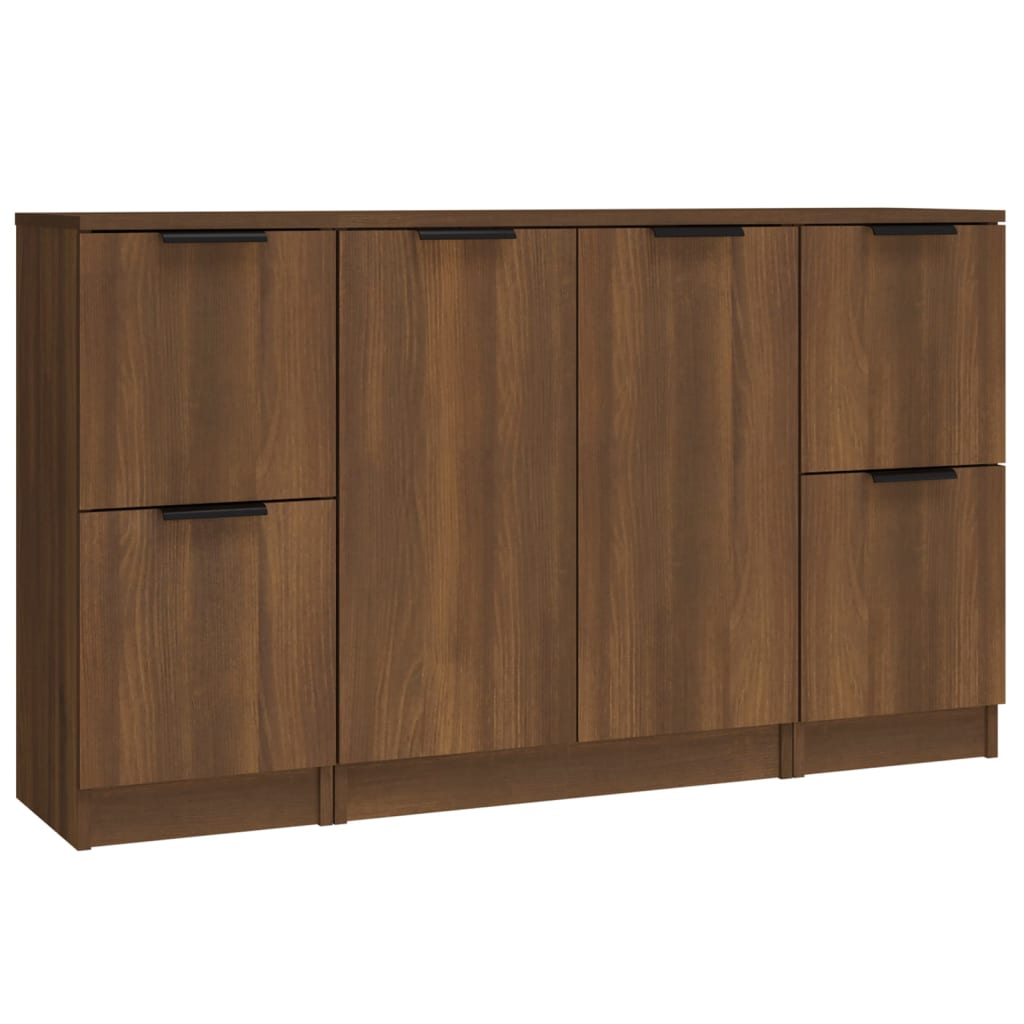 Buffets 3 pcs Chêne marron Bois d'ingénierie