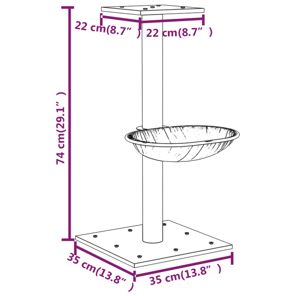 Arbre à chat avec griffoir en sisal Crème 74 cm