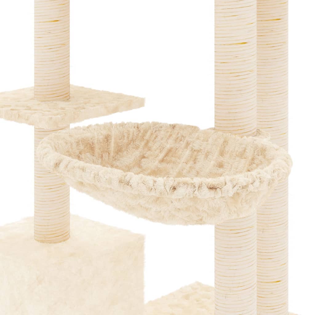 Arbre à chat avec griffoirs en sisal Crème 142 cm