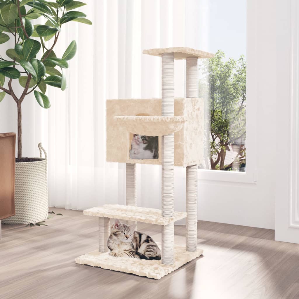 Arbre à chat avec griffoirs en sisal Crème 108,5 cm