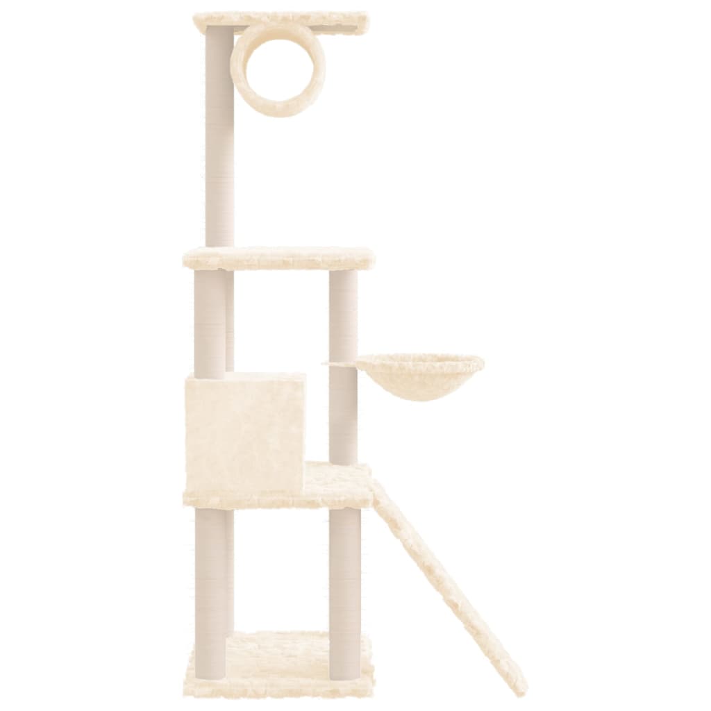 Arbre à chat avec griffoirs en sisal Crème 131 cm