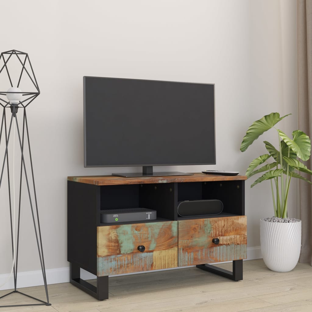 Meuble TV 70x33x46 cm Bois massif de récupération