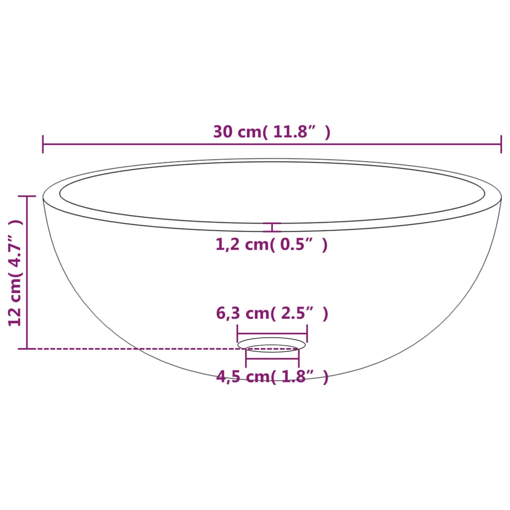 Lavabo Verre trempé 30x12 cm Transparent