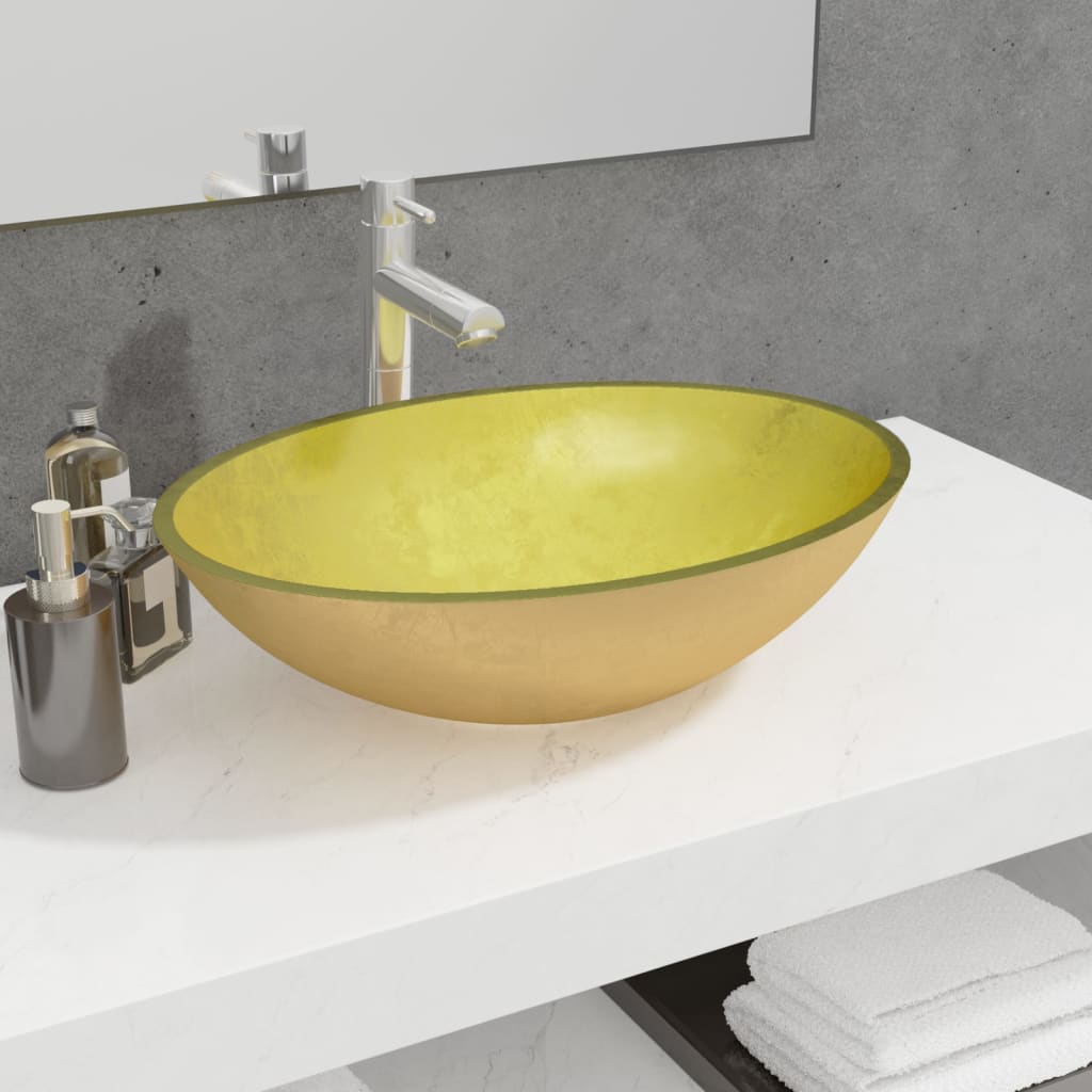 Lavabo Verre 50x37x14 cm Doré