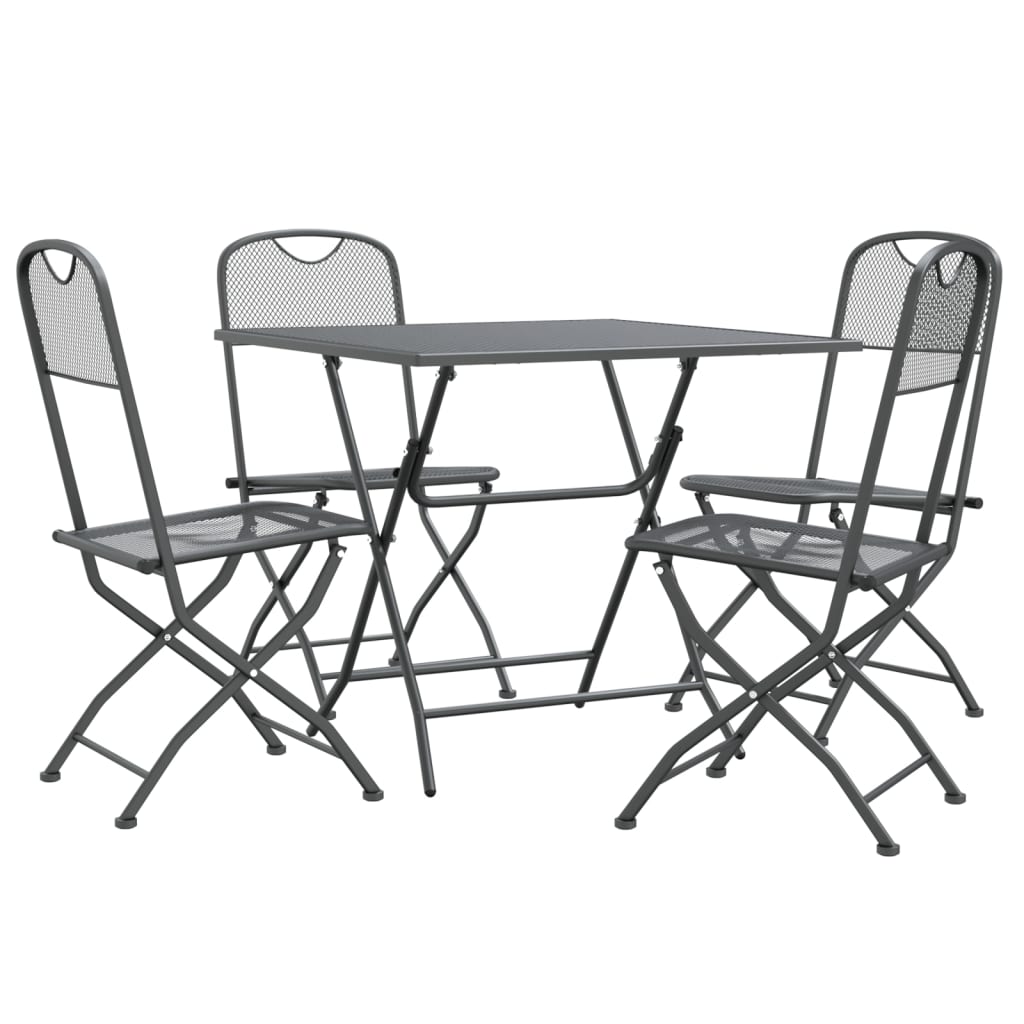 Ensemble à manger de jardin 5 pcs Maille Métal Anthracite