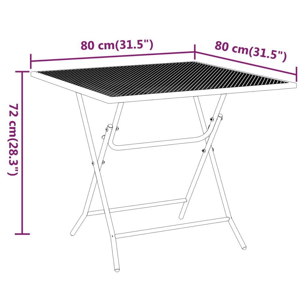 Ensemble à manger de jardin 5 pcs Maille Métal Anthracite