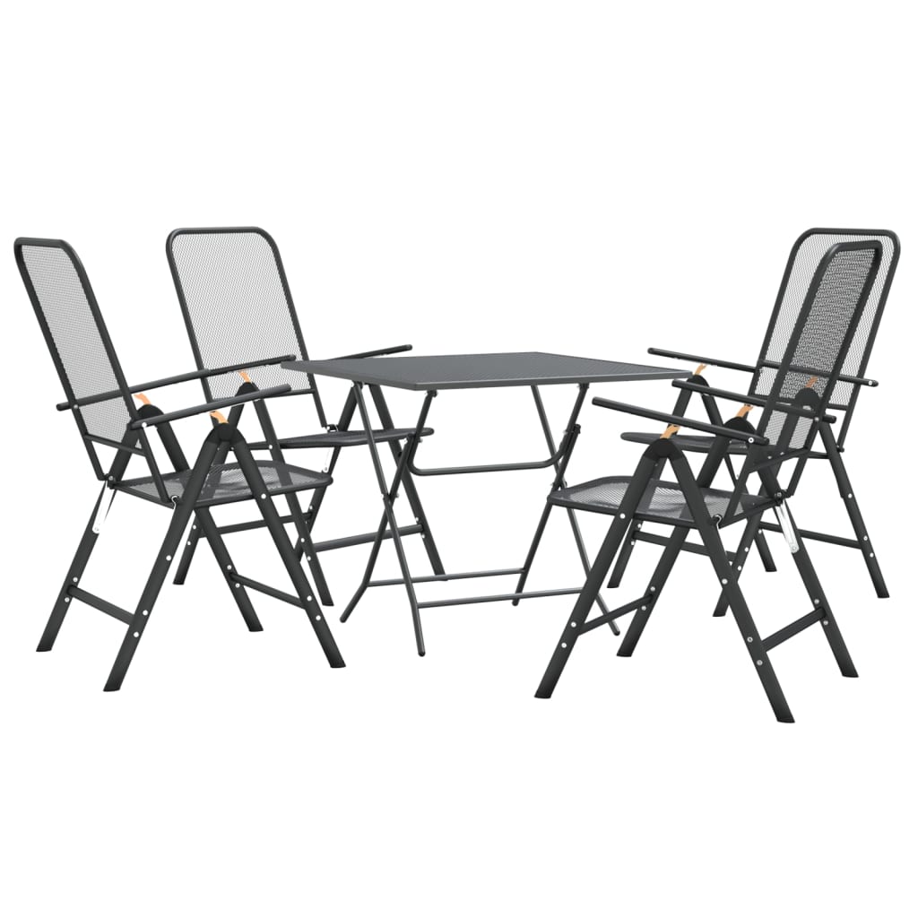 Ensemble à manger de jardin 5 pcs Maille Métal Anthracite