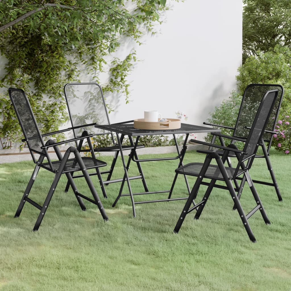 Ensemble à manger de jardin 5 pcs Maille Métal Anthracite