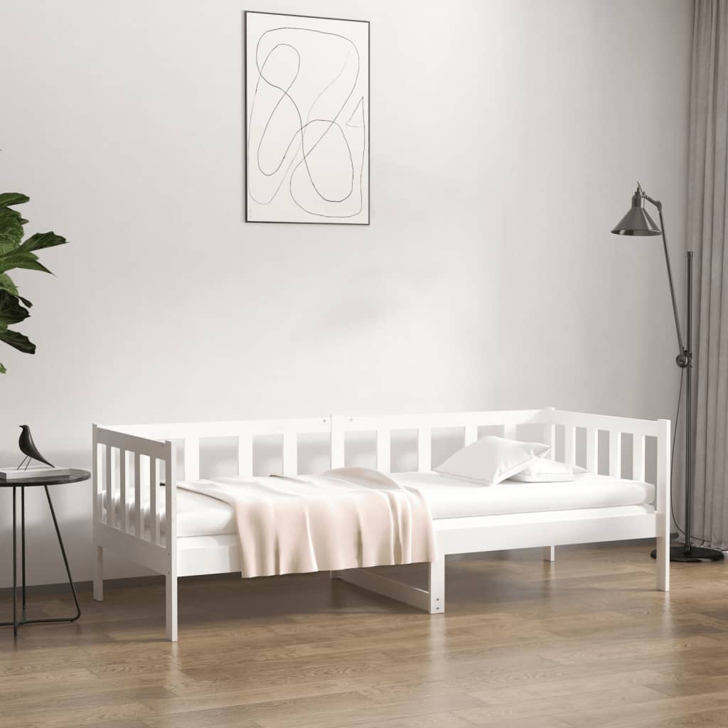 Day bed without mattress white 90x190 cm solid pine wood