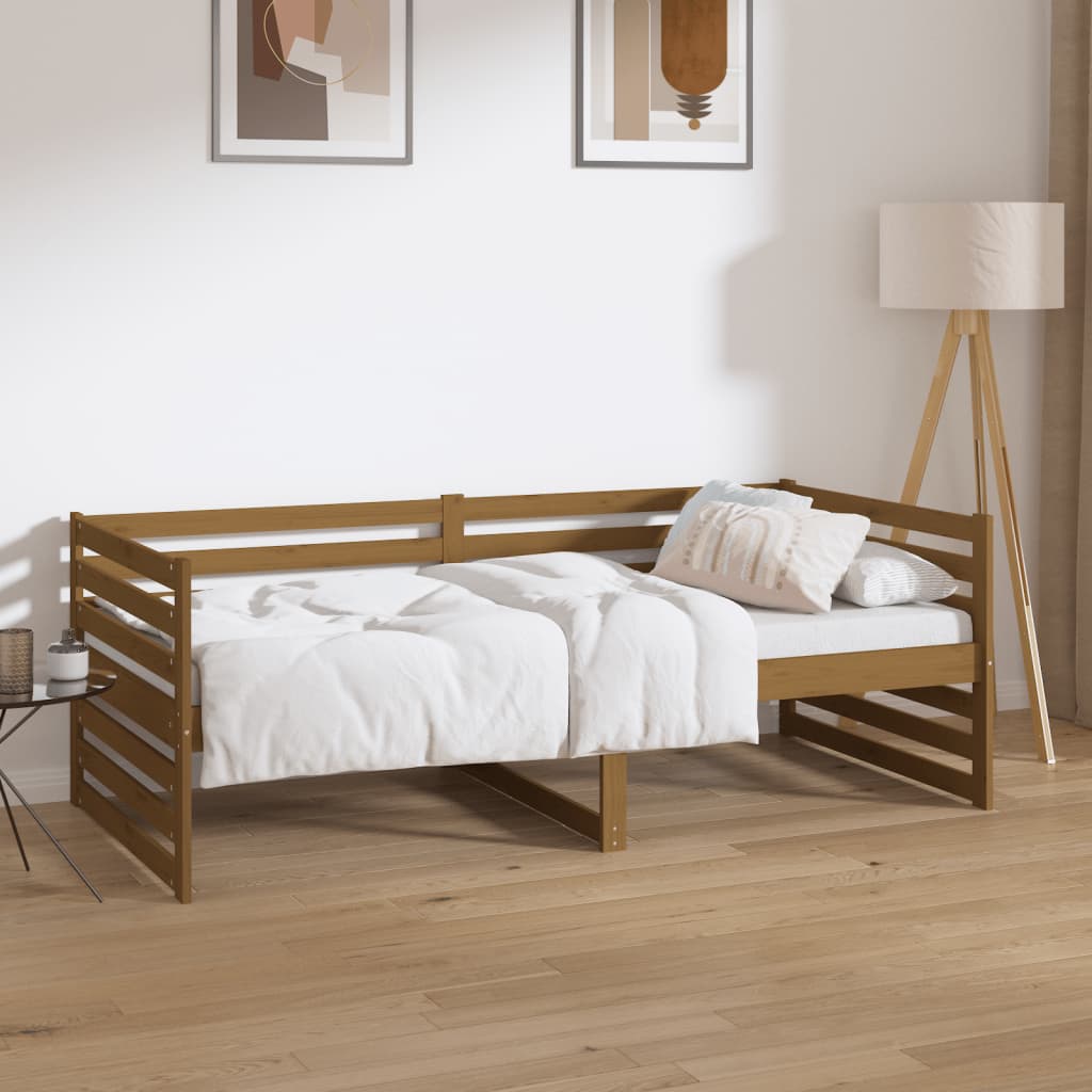 Lit de jour sans matelas marron miel 90x190 cm bois pin massif