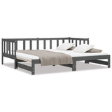 Lit coulissant sans matelas gris 2x(90x190) cm