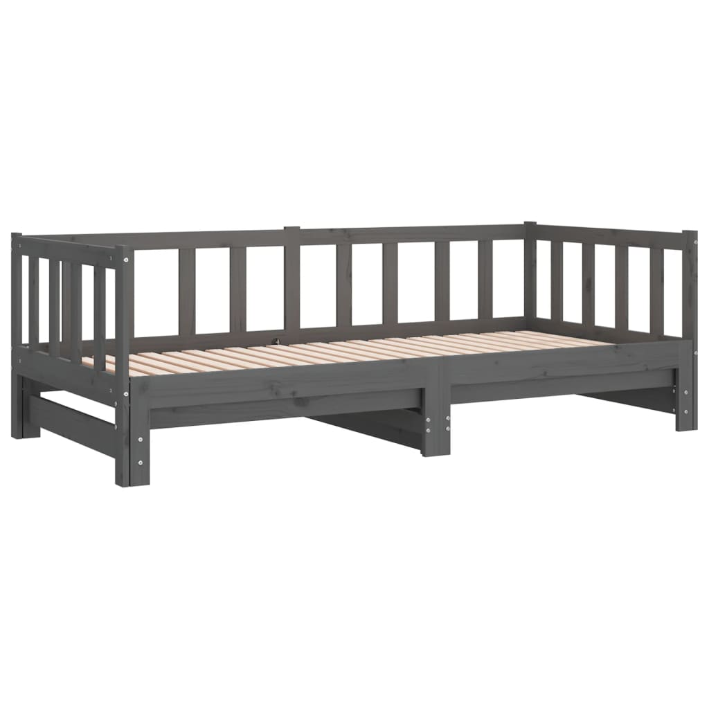 Lit coulissant sans matelas gris 2x(90x190) cm