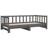 Lit coulissant sans matelas gris 2x(90x190) cm