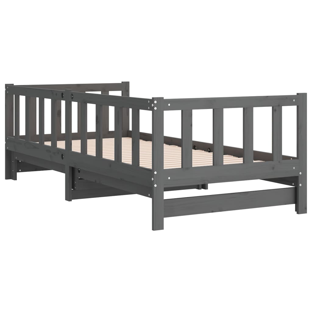 Lit coulissant sans matelas gris 2x(90x190) cm