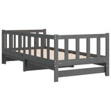 Lit coulissant sans matelas gris 2x(90x190) cm