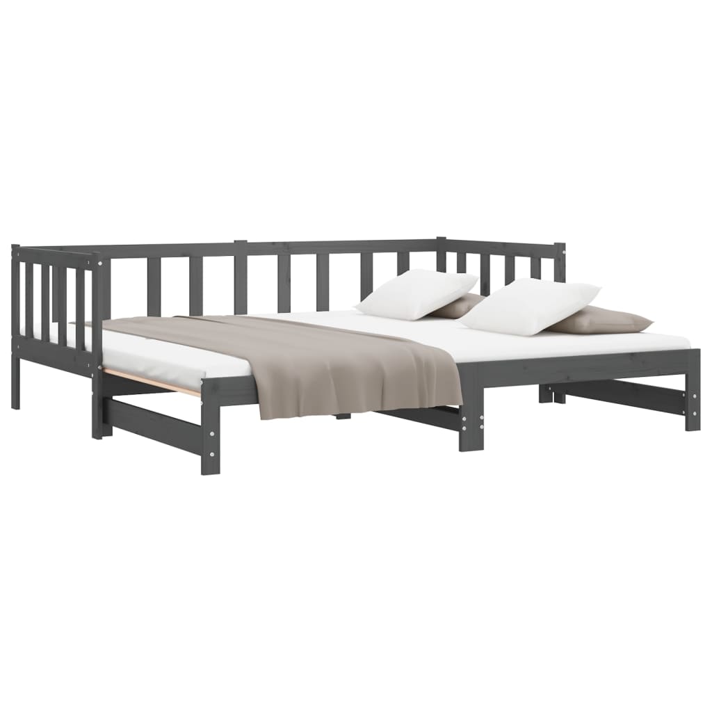 Lit coulissant sans matelas gris 2x(90x190) cm