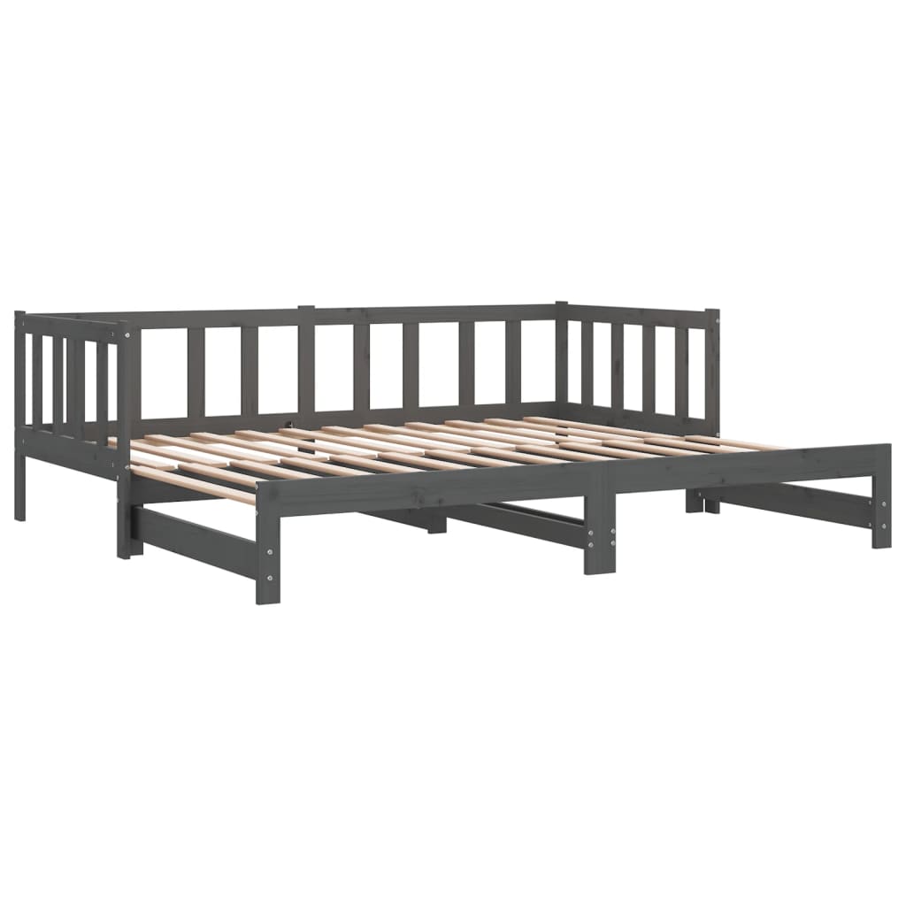 Lit coulissant sans matelas gris 2x(90x190) cm