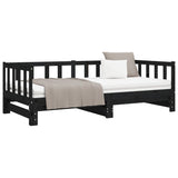 Lit coulissant sans matelas noir 2x(90x190) cm