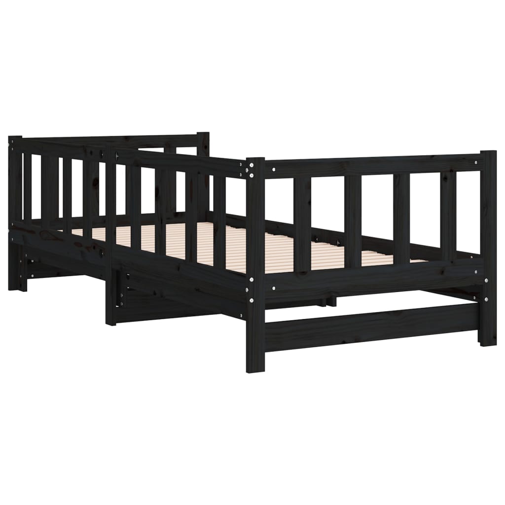 Lit coulissant sans matelas noir 2x(90x190) cm