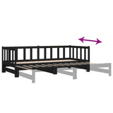 Lit coulissant sans matelas noir 2x(90x190) cm