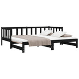 Lit coulissant sans matelas noir 2x(90x190) cm