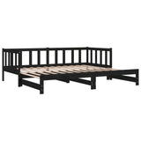 Lit coulissant sans matelas noir 2x(90x190) cm