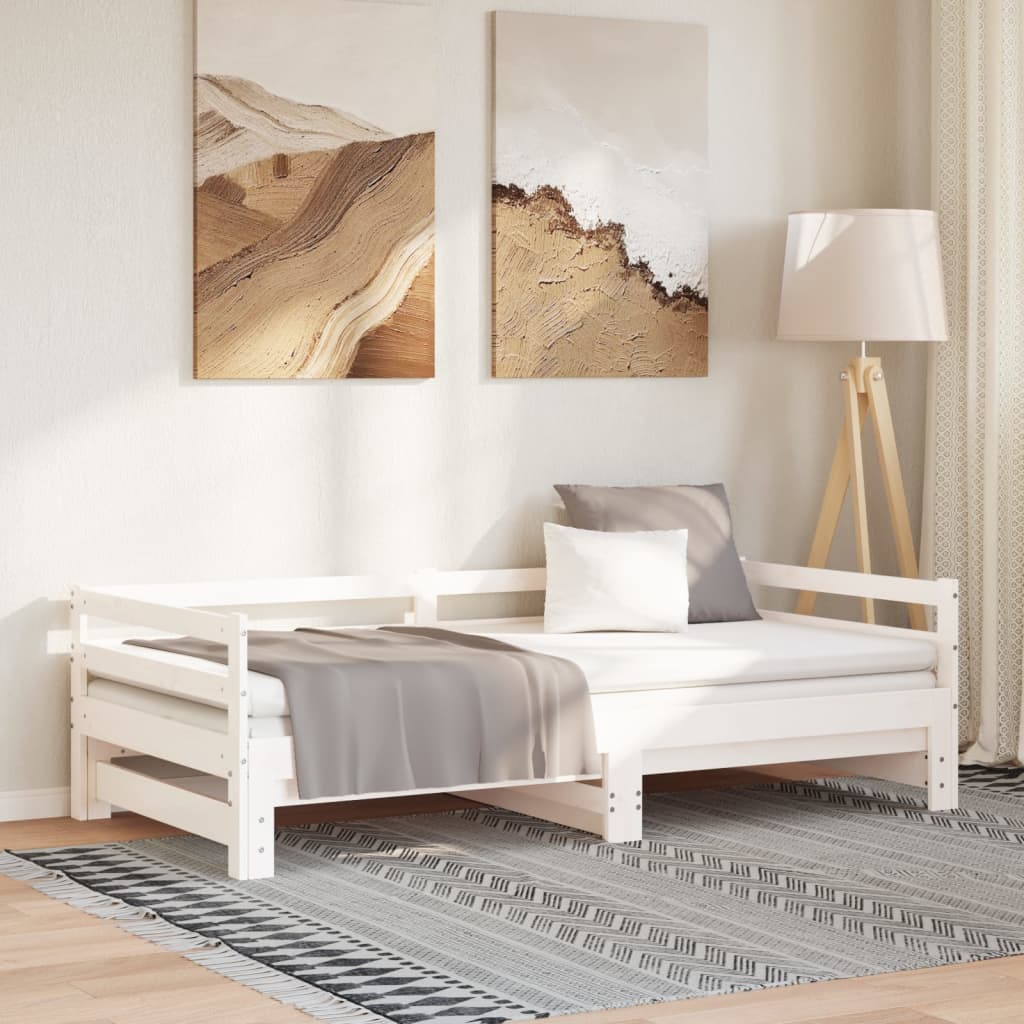 Lit coulissant sans matelas blanc 80x200 cm