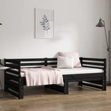 Lit coulissant sans matelas noir 2x(80x200)cm