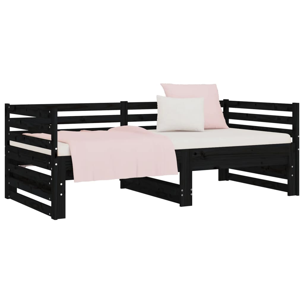 Lit coulissant sans matelas noir 2x(80x200)cm