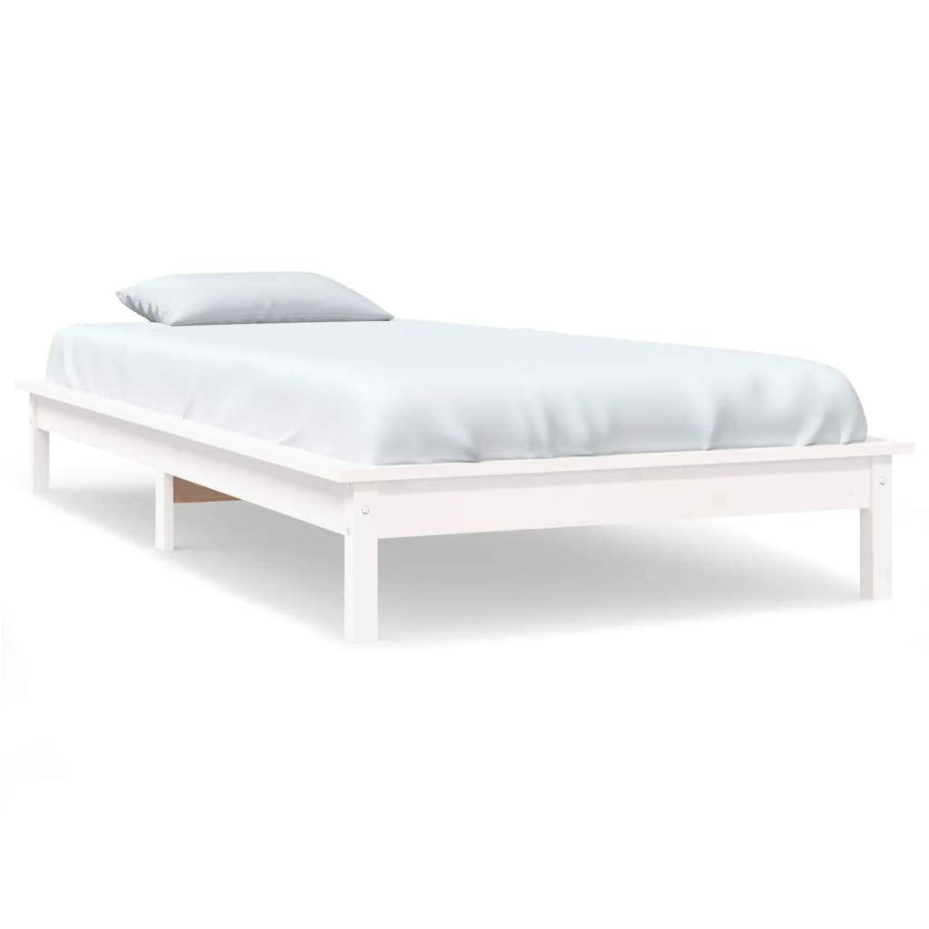 Cadre de lit sans matelas blanc 90x200 cm bois massif