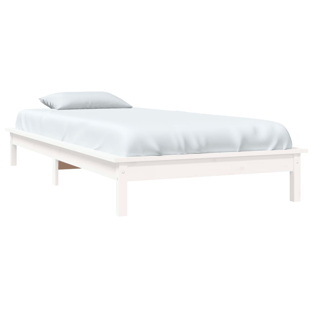 Cadre de lit sans matelas blanc 90x200 cm bois massif