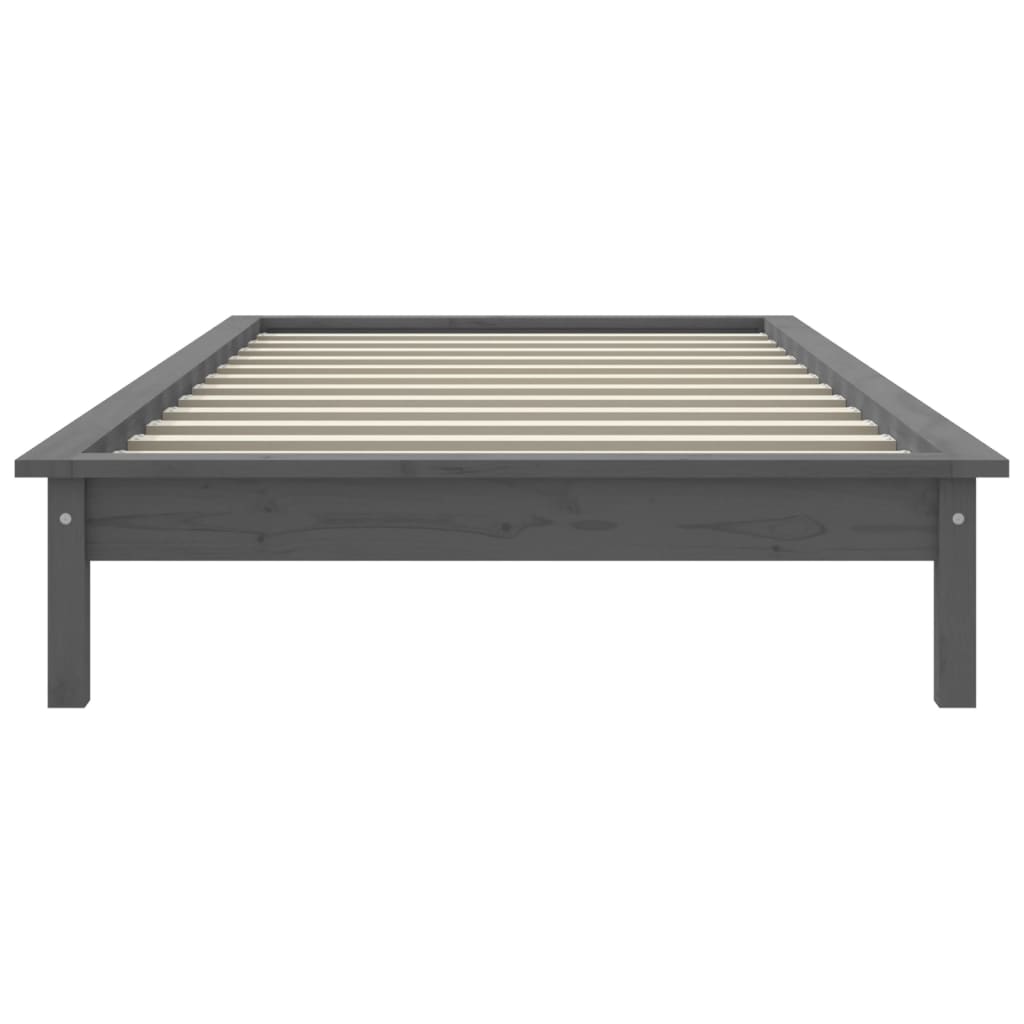 Cadre de lit sans matelas gris 90x200 cm bois massif