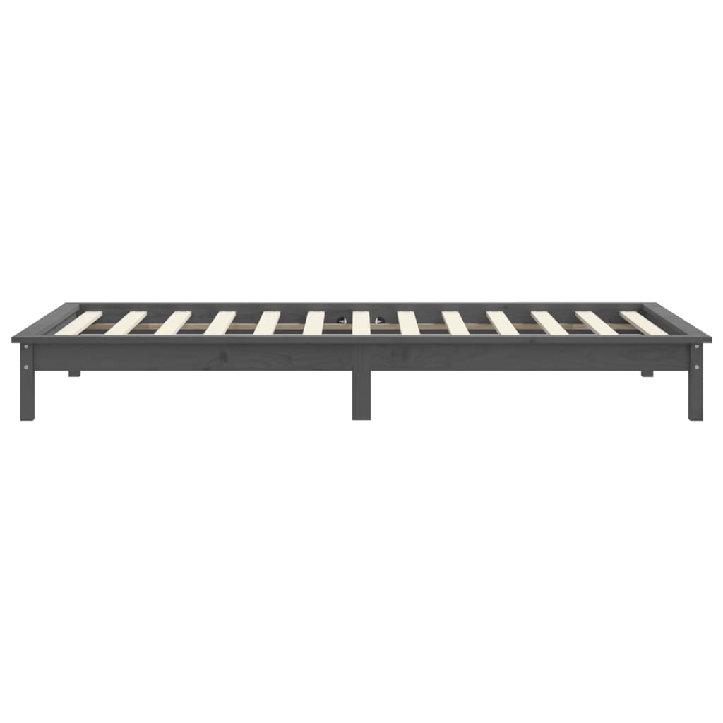 Cadre de lit sans matelas gris 90x200 cm bois massif