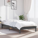 Cadre de lit sans matelas gris 90x200 cm bois massif