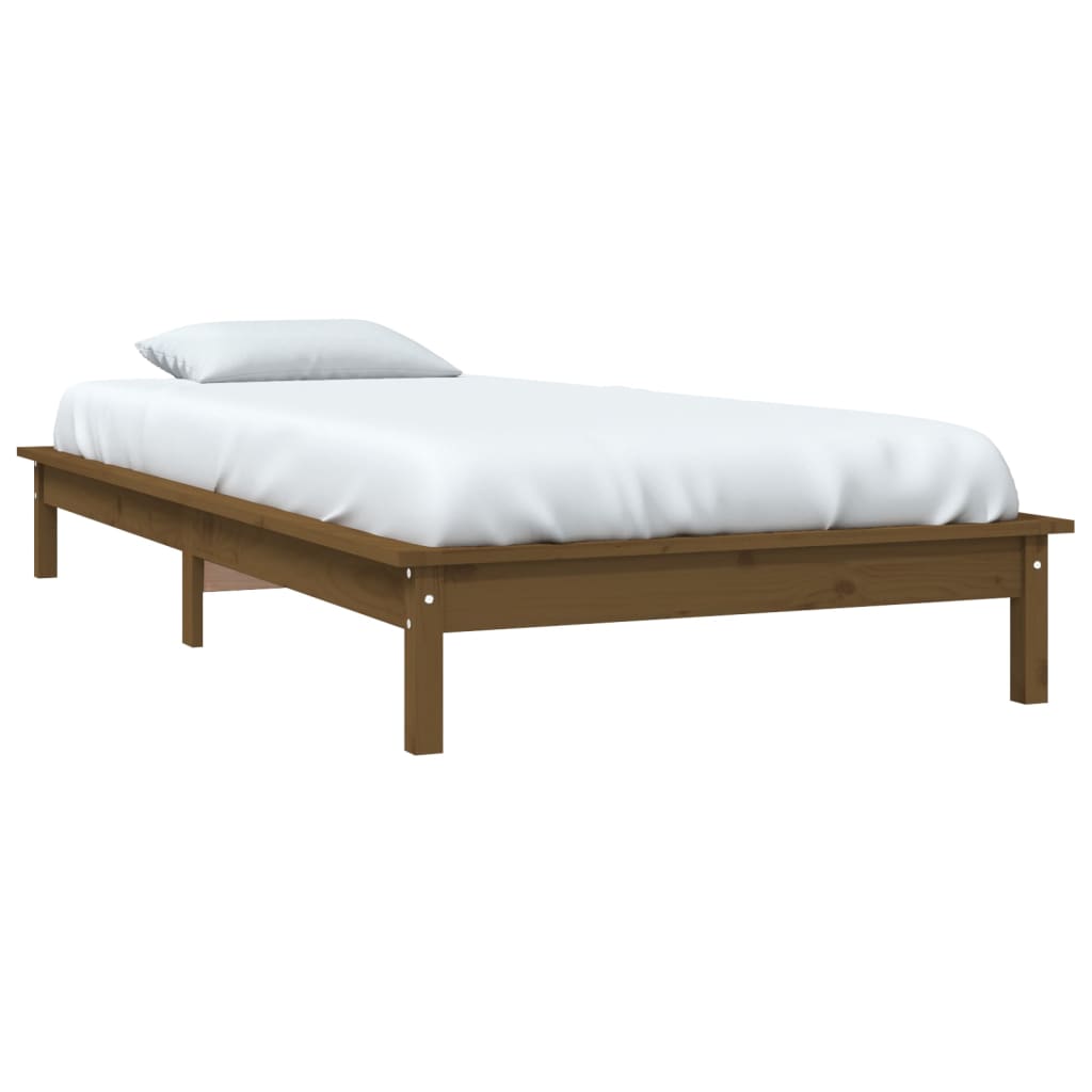 Cadre de lit sans matelas marron miel 90x200 cm bois massif