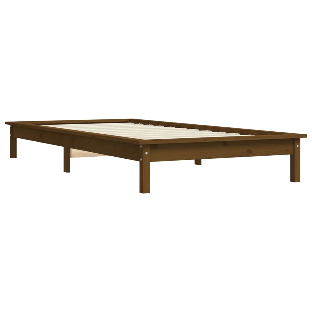 Cadre de lit sans matelas marron miel 90x200 cm bois massif