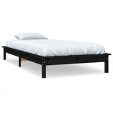 Cadre de lit sans matelas noir 90x200 cm bois massif