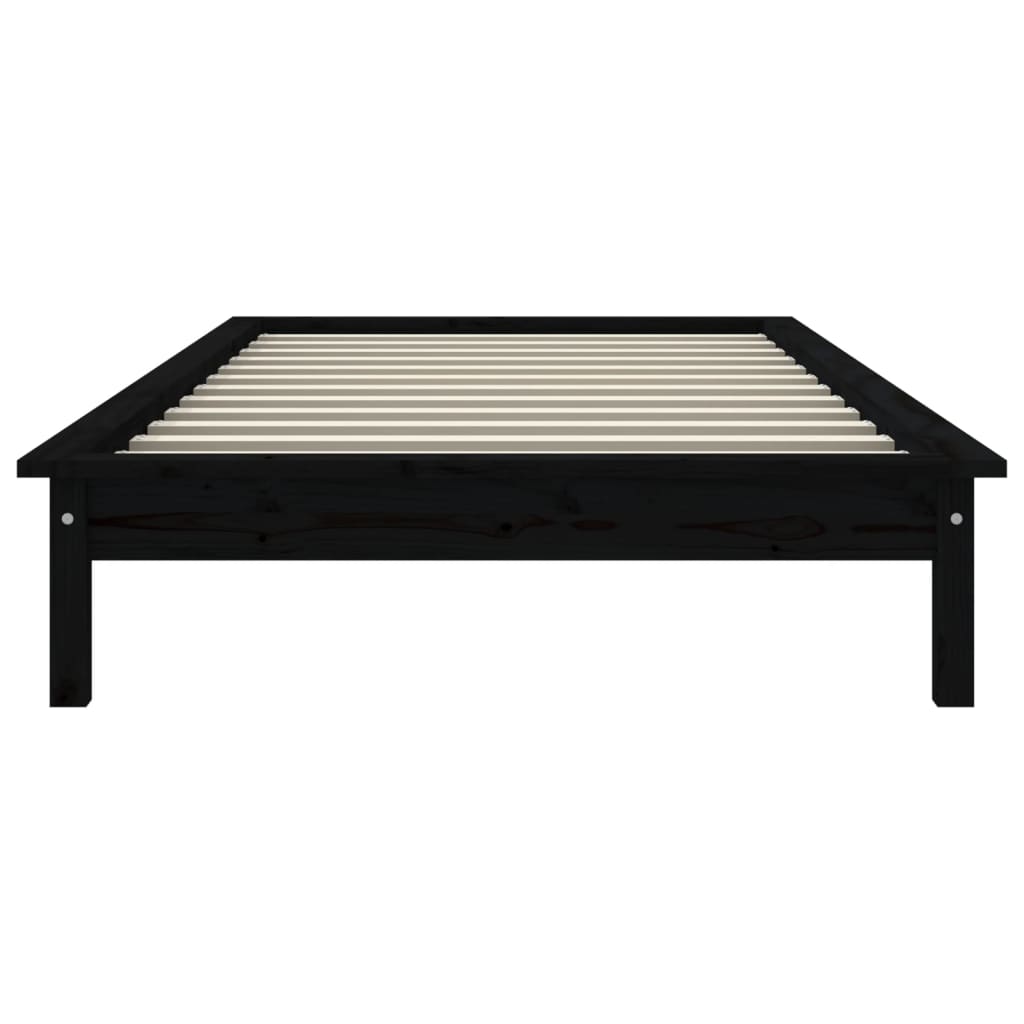 Cadre de lit sans matelas noir 90x200 cm bois massif