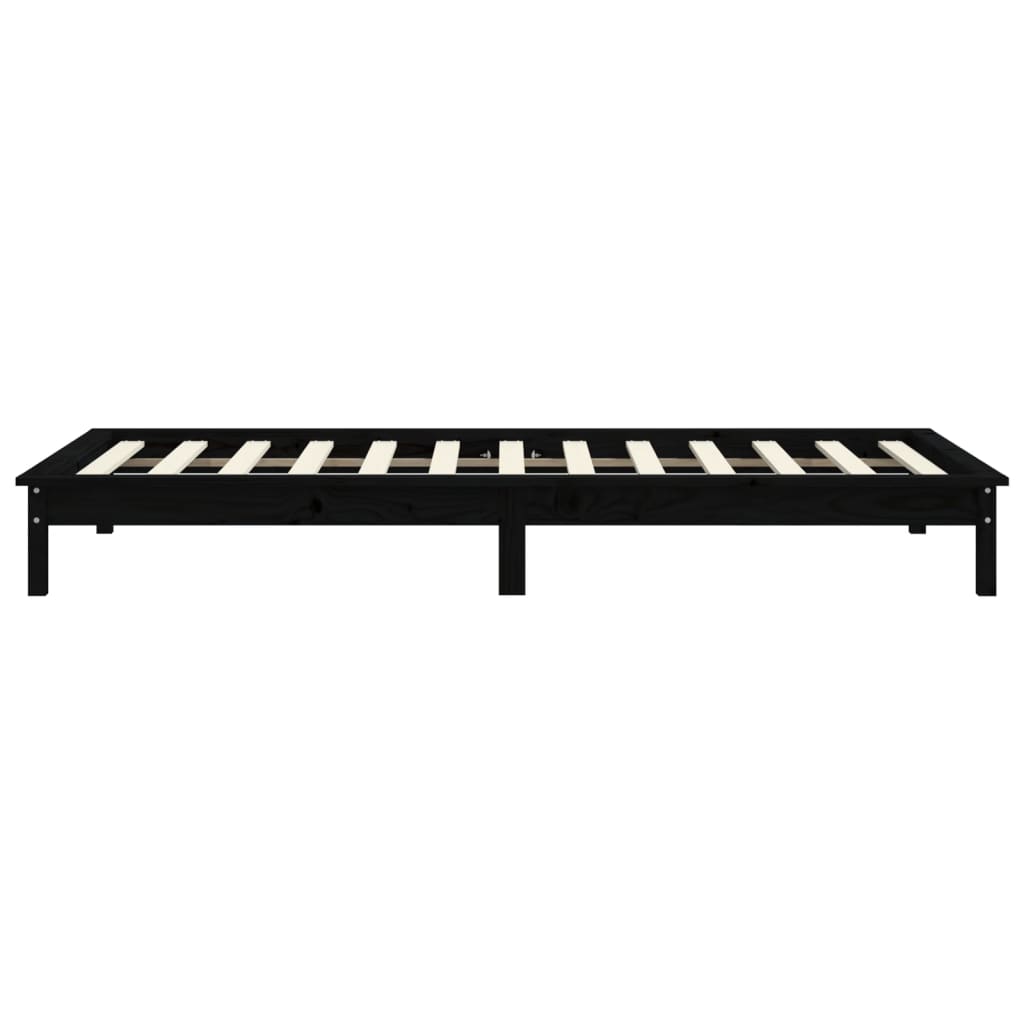 Cadre de lit sans matelas noir 90x200 cm bois massif