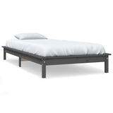 Cadre de lit sans matelas gris 100x200 cm bois massif