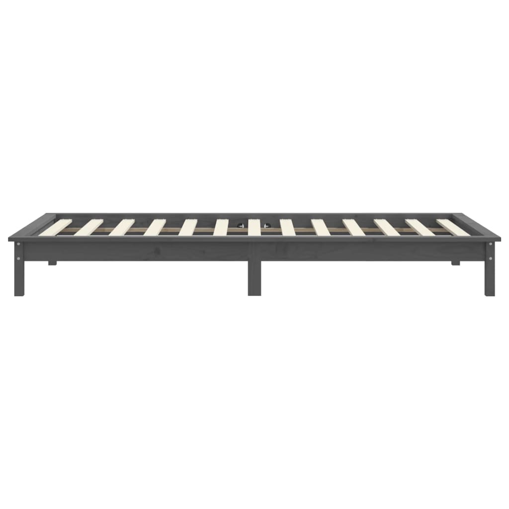 Cadre de lit sans matelas gris 100x200 cm bois massif